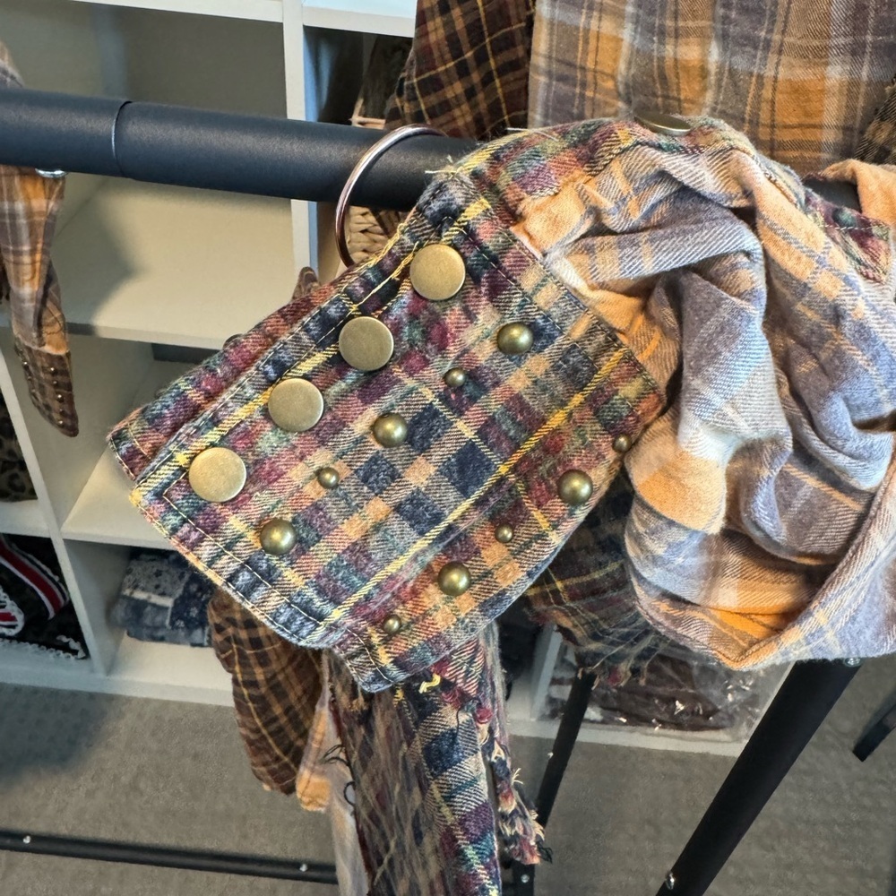 Oli & Hali Studded Patchwork Plaid Shirt - Picture 7 of 11